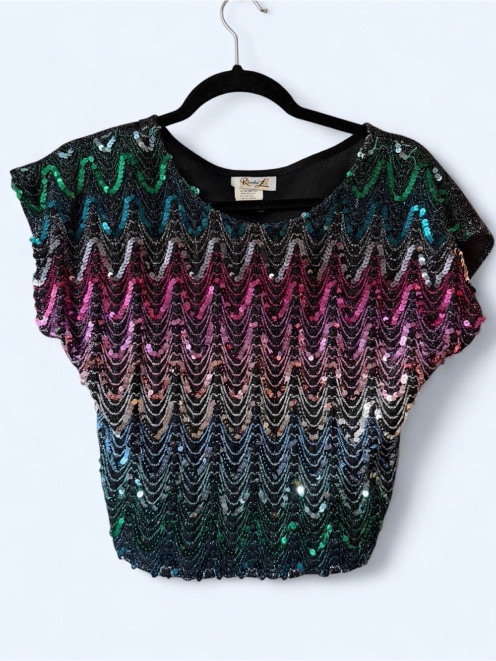 Vintage Disco Rainbow Sequin Top 🌈